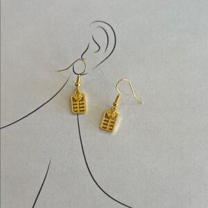 Chinese New Year Abacus Gold Dangle Earrings